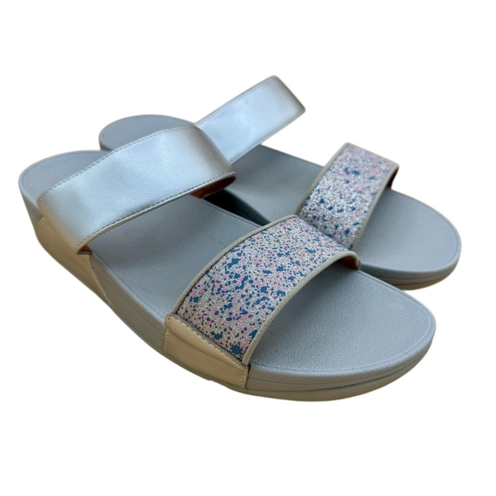 FITFLOP Lulu Glitters Splash Slides, Women's Size 10, EUC